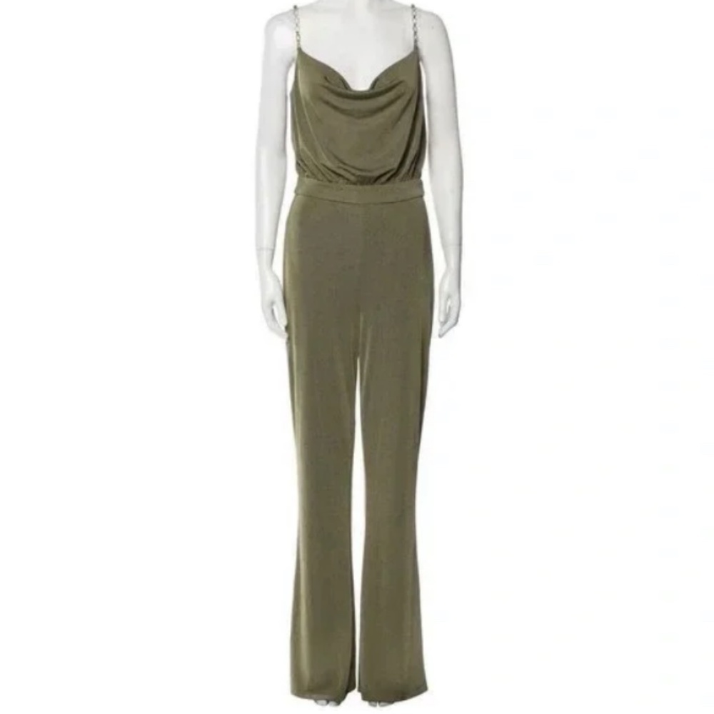 Jason Wu Emmett Cowl Neck Jewel Straps Green Sleeveless Jumpsuit NWT Size Small